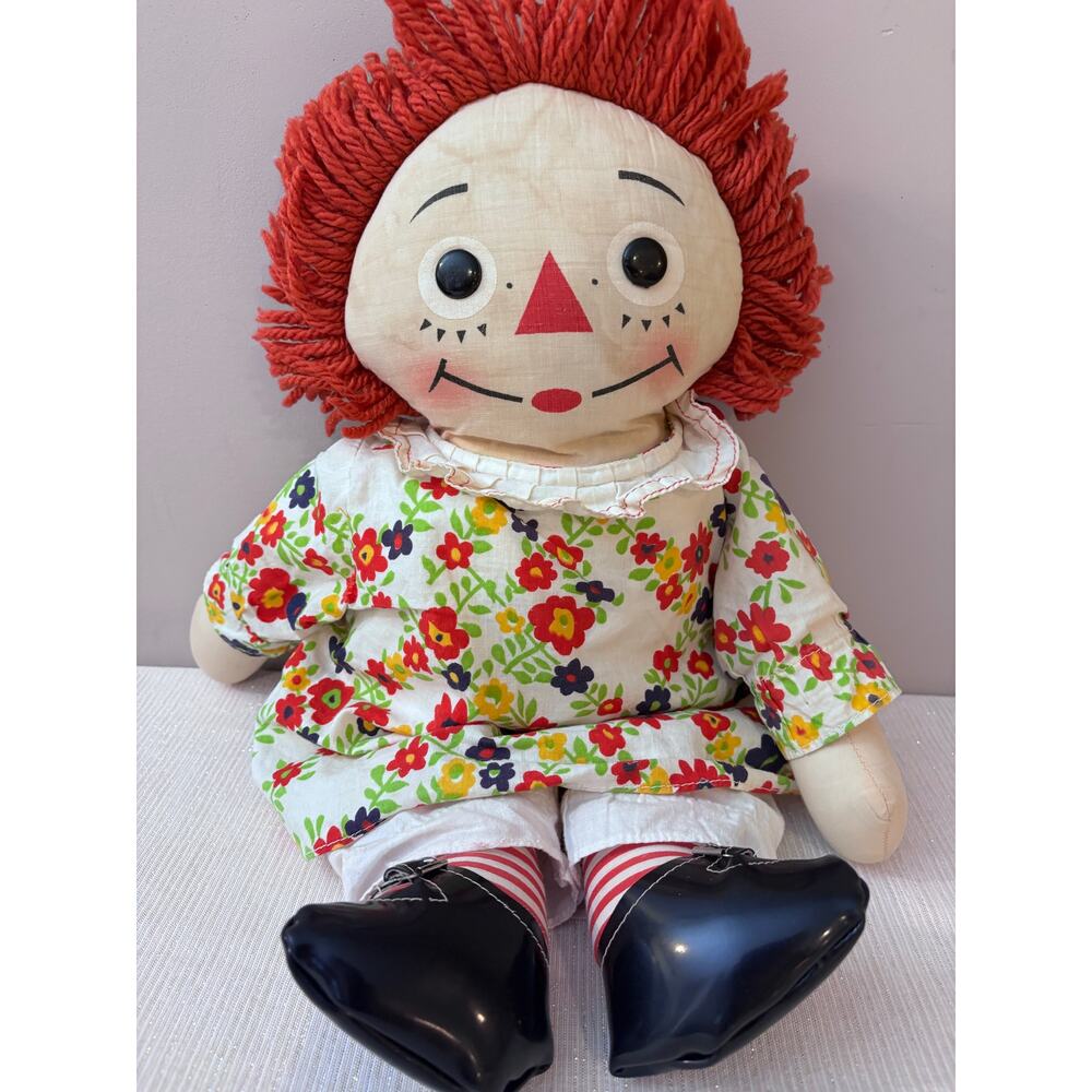 Vintage 1960s Raggedy Ann Doll 18" Teach and Play w/ Outfit and Shoes Handmade!